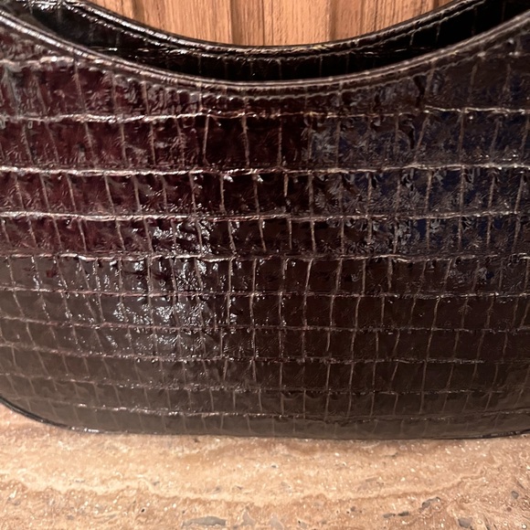 XOXO Vintage Brown Embossed Croc Pattern Purse Shoulder Bag GLOSSY - Picture 9 of 15